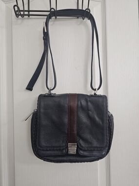 Botkier Black Crossbody with Brown Center Stripe